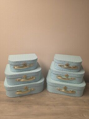 Jewelkeeper Nesting Storage Turquoise with Gold Dots